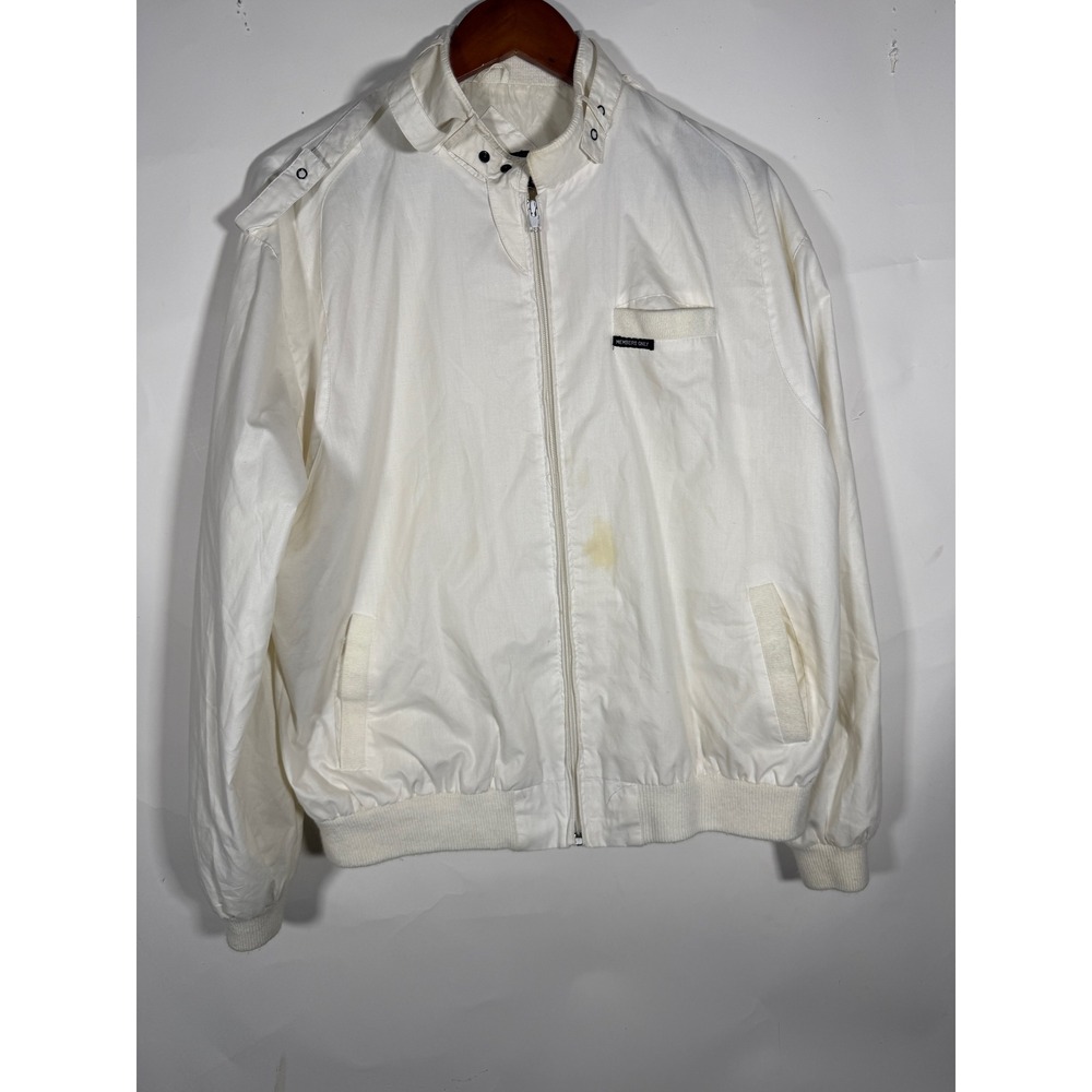 Vintage Members Only Racer Jacket Mens 46 Cream White Europe Craft 80s FLAW